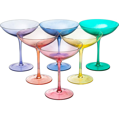 Corso Champagne Coupe Cocktail Glassware, Set of 6, Multicolor