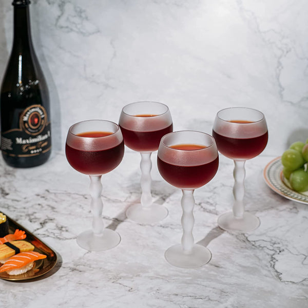 Luna Frosted Stemmed Wine Glassware, Set of 4