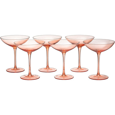 Corso Champagne Coupe Cocktail Glassware, Set of 6, Orange
