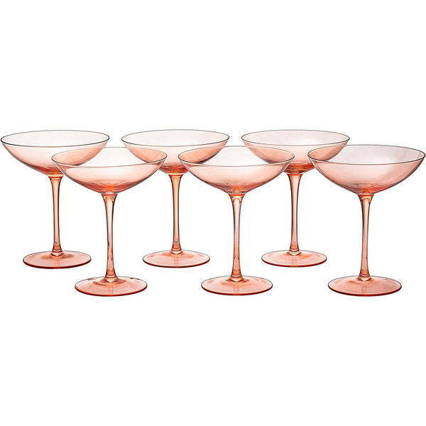 Corso Champagne Coupe Cocktail Glassware, Set of 6, Orange