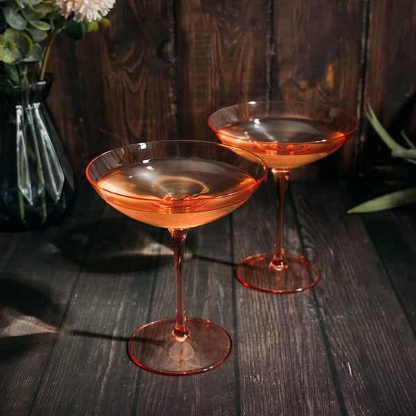 Corso Champagne Coupe Cocktail Glassware, Set of 2, Orange