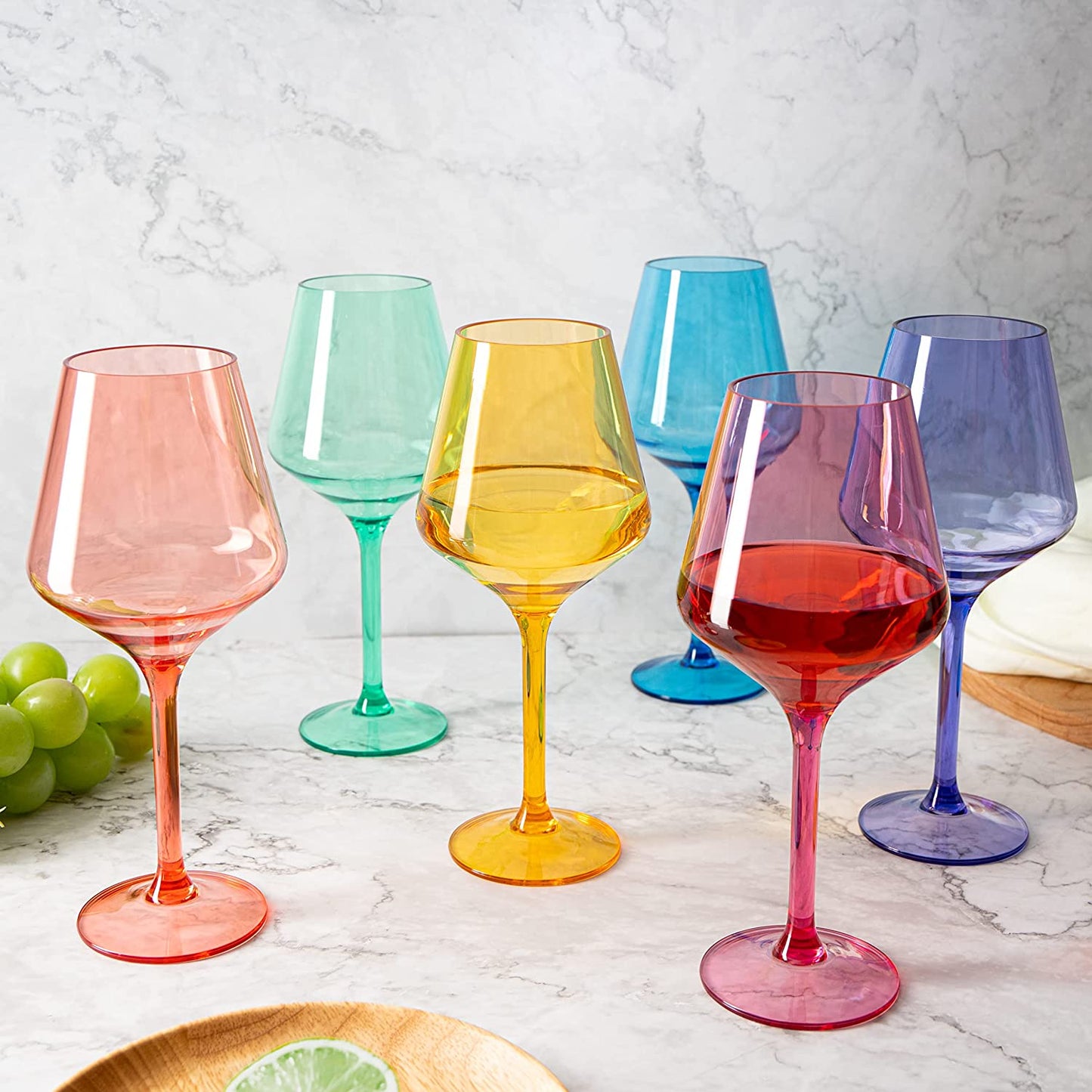 Madrid Wine Glassware, Unbreakable Acrylic, Set of 6
