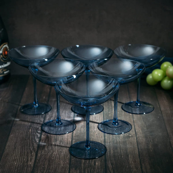 Corso Champagne Coupe Cocktail Glassware, Set of 6, Blue