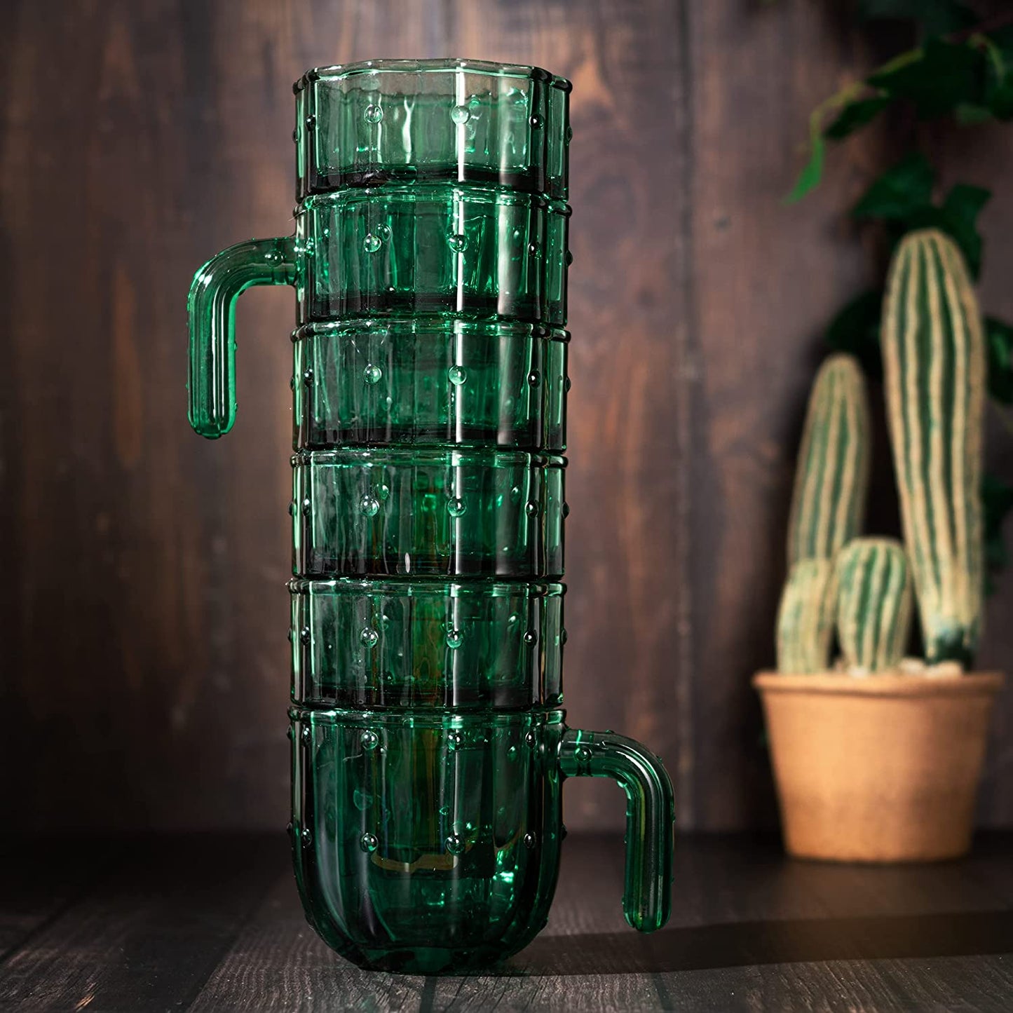 Deserto Cactus Glassware, Set of 6, Green