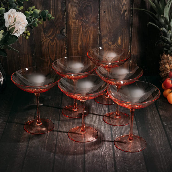 Corso Champagne Coupe Cocktail Glassware, Set of 6, Orange