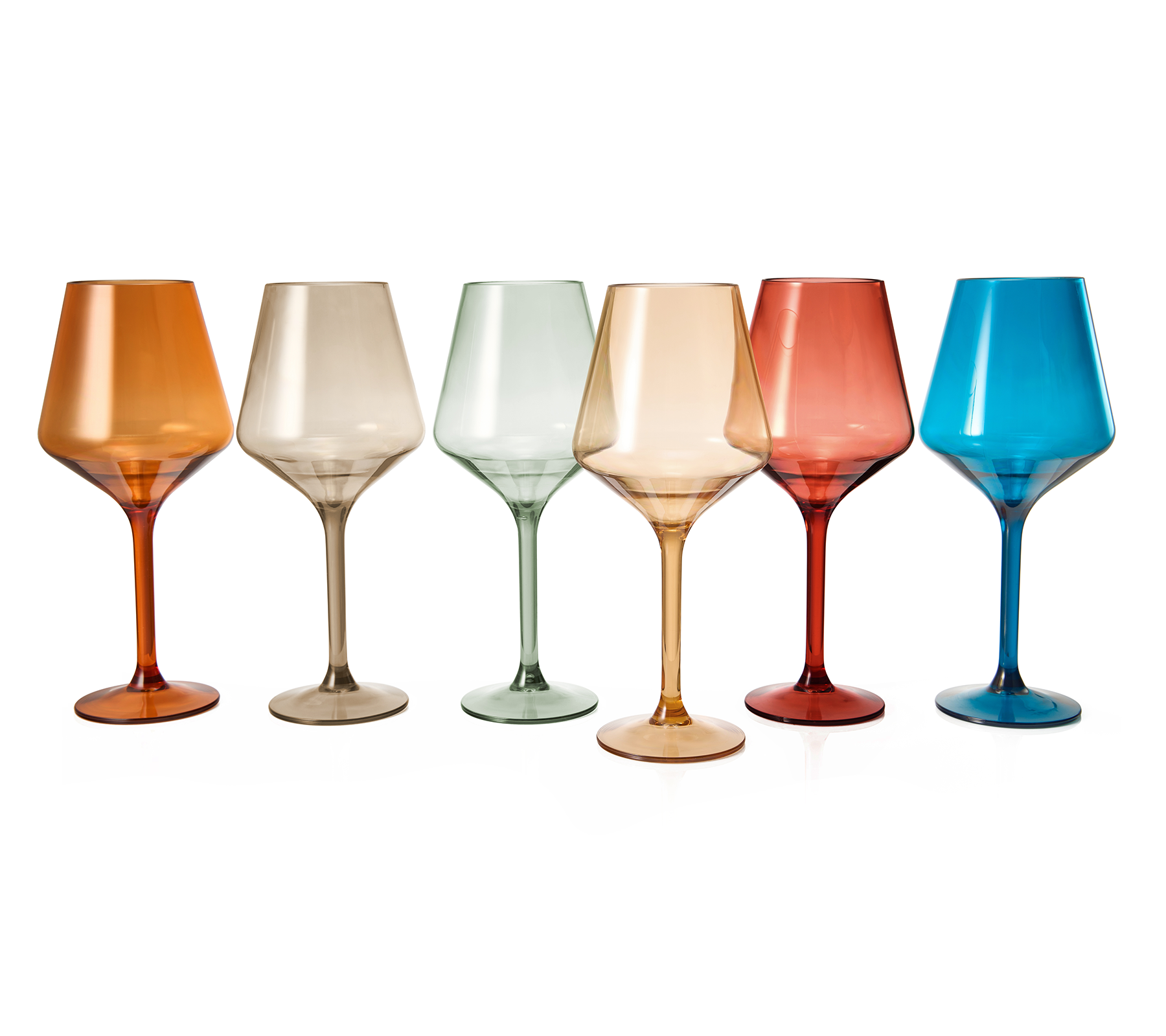 Khen's Shatterproof Vibrant Colored Tall Acrylic Drinking Glasses,  Luxurious & Stylish, Unique Home Bar Addition - 6 pk