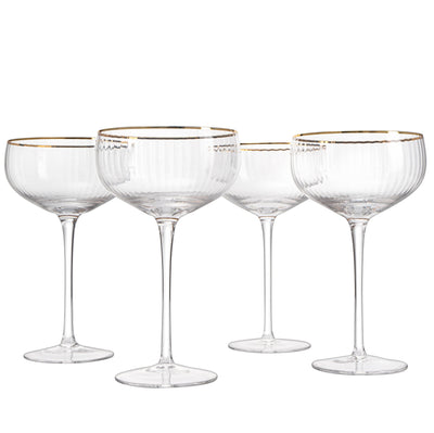 Aurelia Champagne Coupe Cocktail Glassware, Set of 4