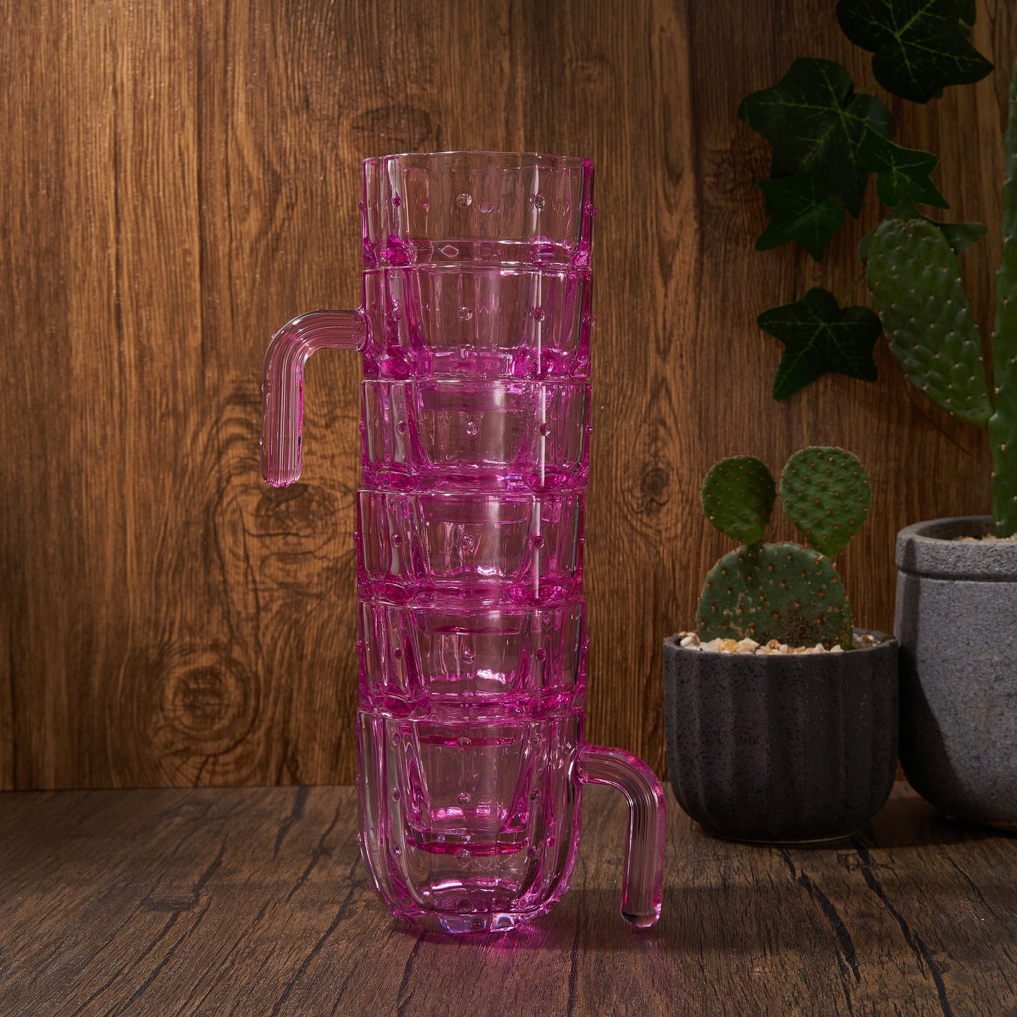 Deserto Cactus Glassware, Set of 6, Pink