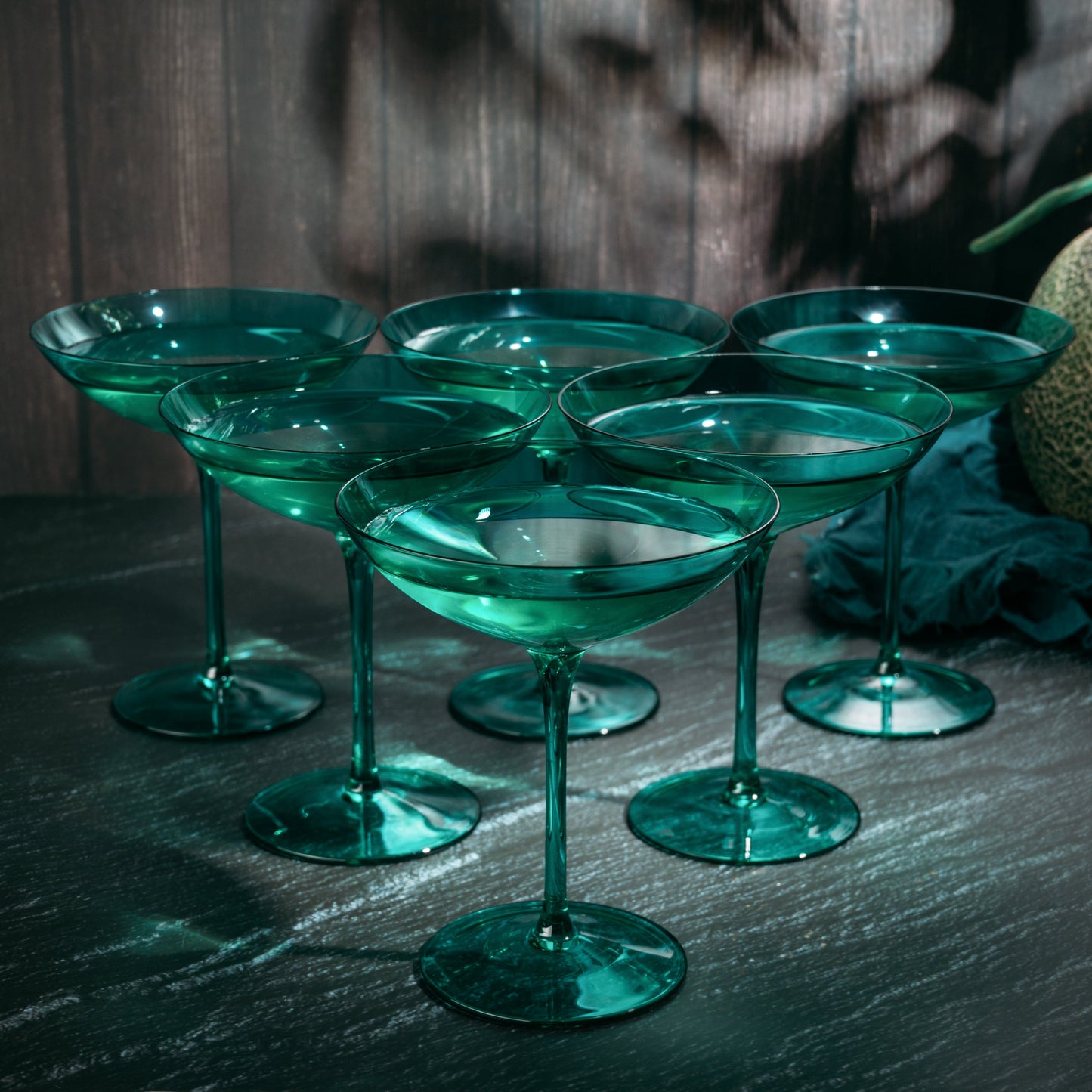 Corso Coupe Cocktail Glassware, Set of 6, Teal