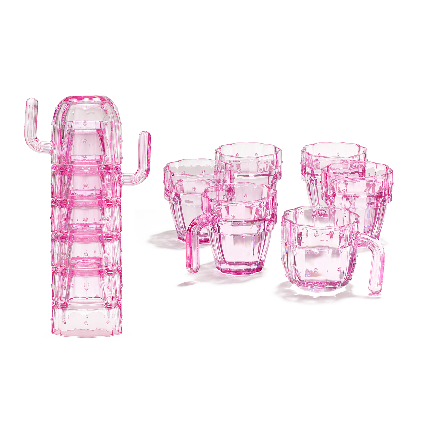 Deserto Cactus Glassware, Set of 6, Pink